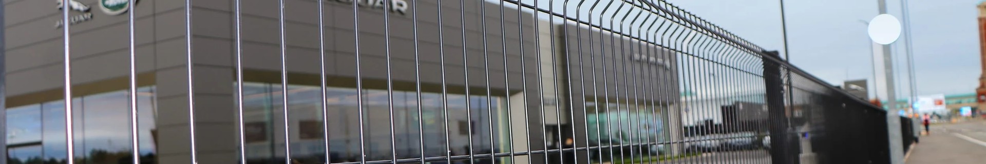 Airport perimeter security fence installed outdoors